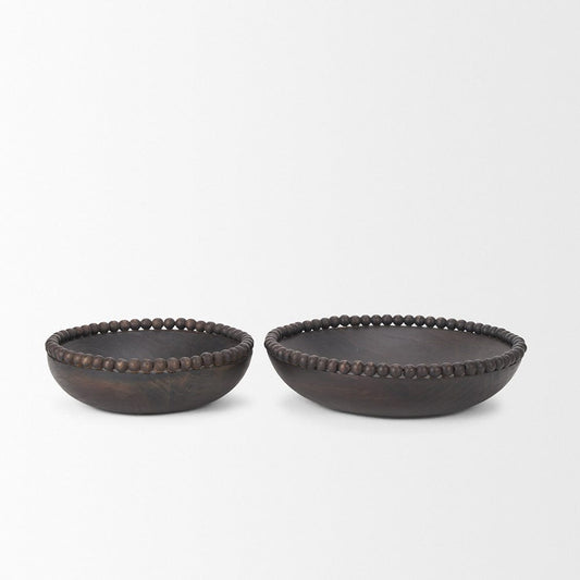Mercana - Wendell Dark Brown Wood w/ Wood Beads Round Bowls - 70927 view 2