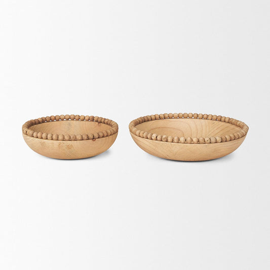 Mercana - Wendell Light Brown Wood w/ Wood Bead Round Bowls - 70928 view 2