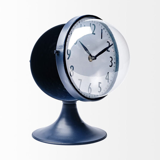 Mercana - Weymouth Blue Metal Glass Dome Table Clock - 68528 view 2