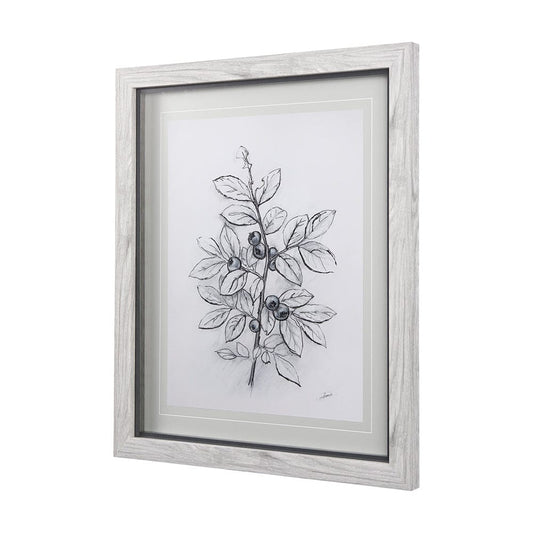 Mercana - WildBerry Collection Blueberry by Mercana Studio Hand Embellished Framed Art Print Matted under Glas - 14073 view 2