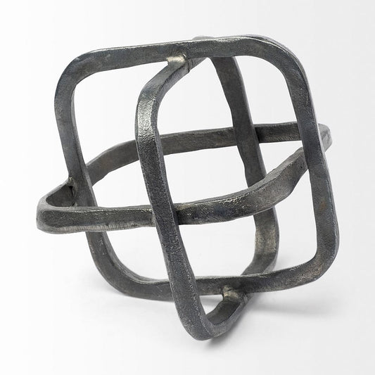 Mercana - Willem II 9L x 9W Silver Metal Open Cube Decor Object - 67814_CLOSEOUT view 2