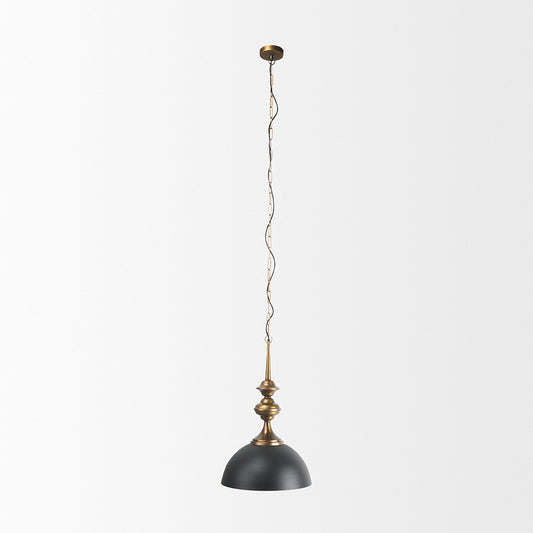 Mercana - Willson 17.0L x 17.0W x 29.0H Black Iron W/Antique Brass Dome Pendant Light - 69676 view 2