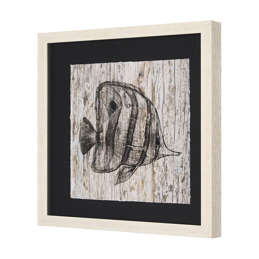 Mercana - Wood Grain Fish I by Mercana Studio a Hand Embellished Textured Framed Art Print Matted under Glass - 15197 view 2