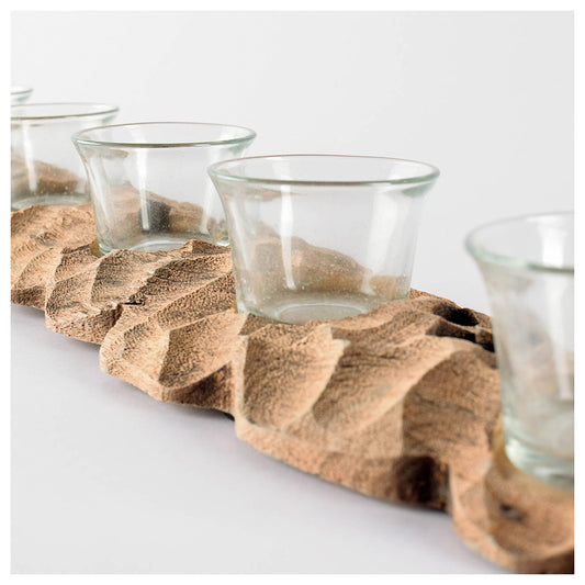 Mercana - Yerba Reclaimed Mango Wood Five Tealight Table Candle Holder - 67286_CLOSEOUT view 2