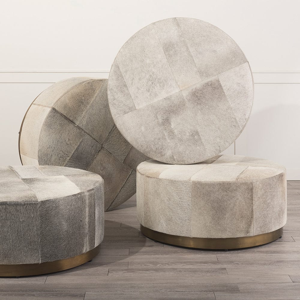Mercana - Zahavi 36" Gray Hair-On-hide W/Metal Base Ottoman - 69057 view 10