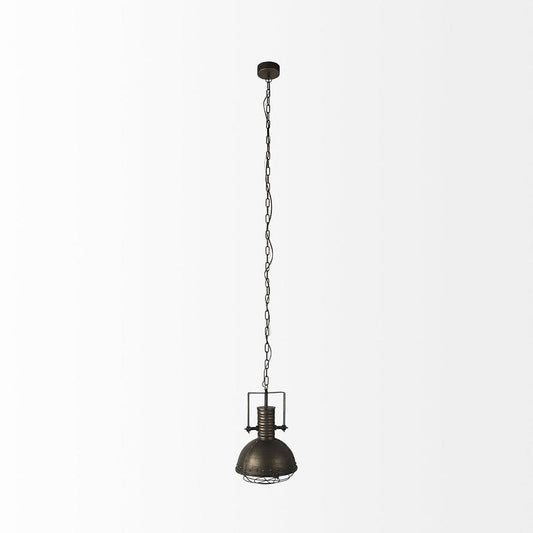 Mercana - Zaio 12.5Lx 12.5W x 18.5H Weathered Antique Gold Metal Caged Bulb Pendant Light - 65130 view 2