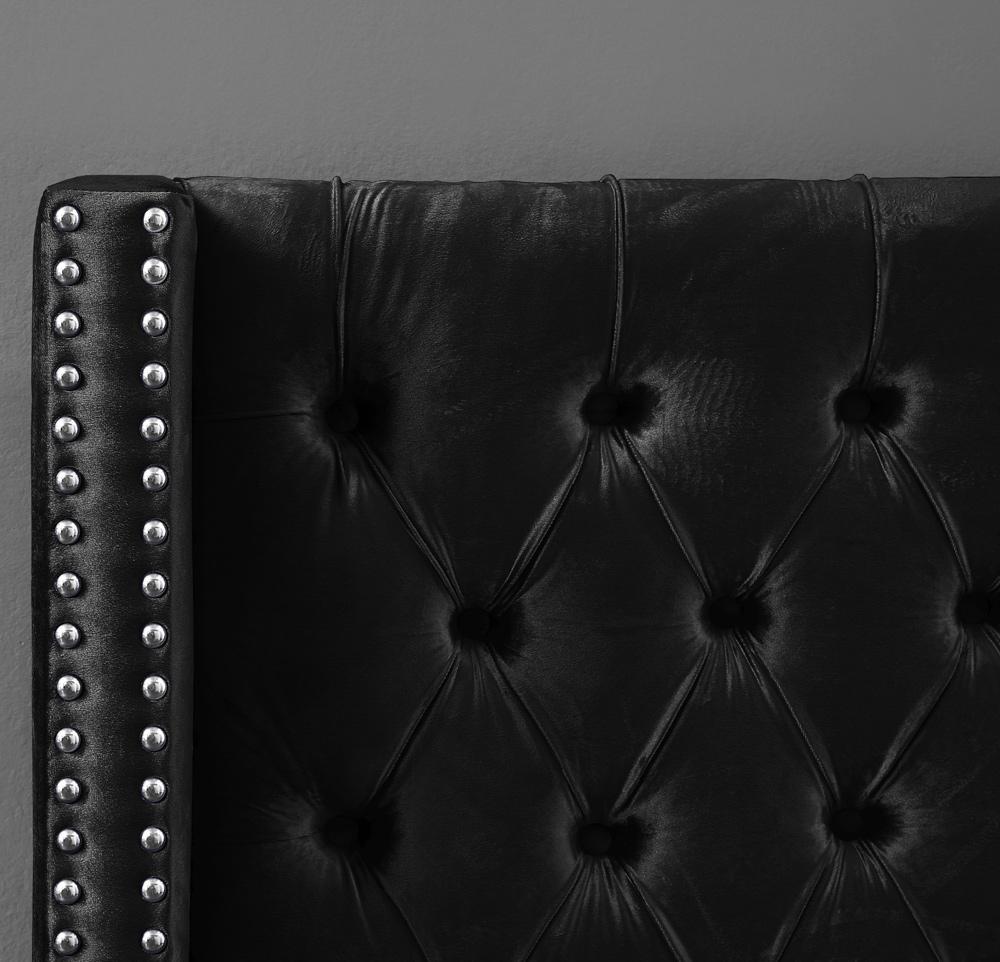 Meridian Furniture - Aiden Black Velvet Twin Bed - AidenBlack-T veiw 3