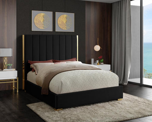 Meridian Furniture - Becca Black Velvet King Bed - BeccaBlack-K veiw 2