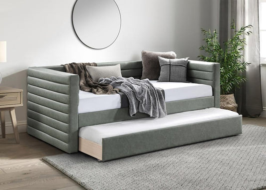 Meridian Furniture - Beverly Green Vegan Leather Twin Daybed - BeverlyGreen-T veiw 2