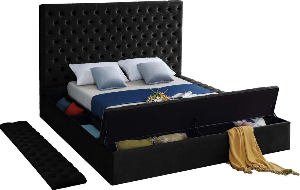 Meridian Furniture - Bliss Black Velvet Queen Bed - BlissBlack-Q veiw 7