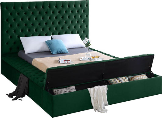 Meridian Furniture - Bliss Green Velvet Full Bed - BlissGreen-F veiw 2