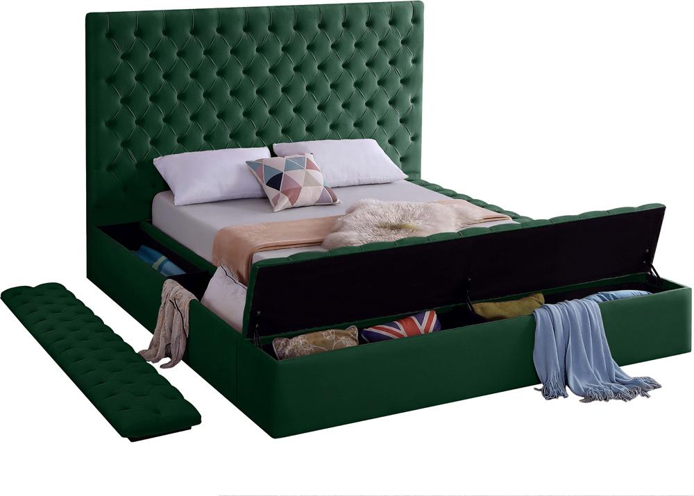 Meridian Furniture - Bliss Green Velvet Queen Bed - BlissGreen-Q veiw 7