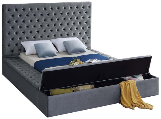 Meridian Furniture - Bliss Grey Velvet Queen Bed - BlissGrey-Q veiw 2