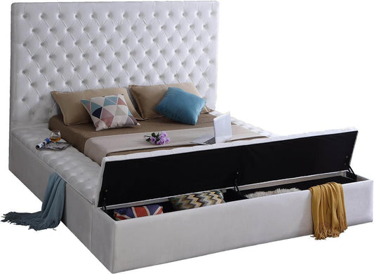 Meridian Furniture - Bliss White Velvet Queen Bed - BlissWhite-Q veiw 2