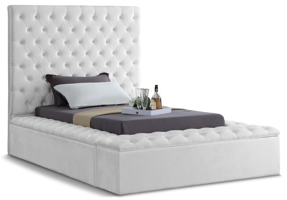 Meridian Furniture - Bliss White Velvet Twin Bed - BlissWhite-T veiw 1