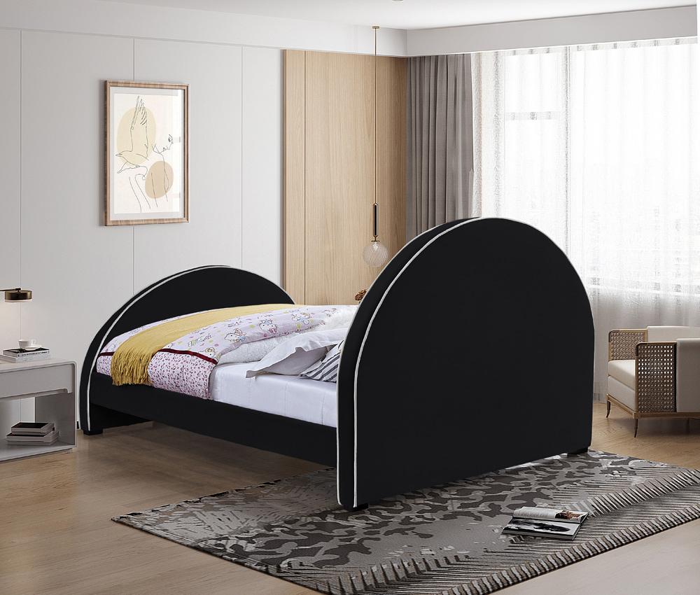 Meridian Furniture - Brody Black Velvet Full Bed - BrodyBlack-F veiw 6