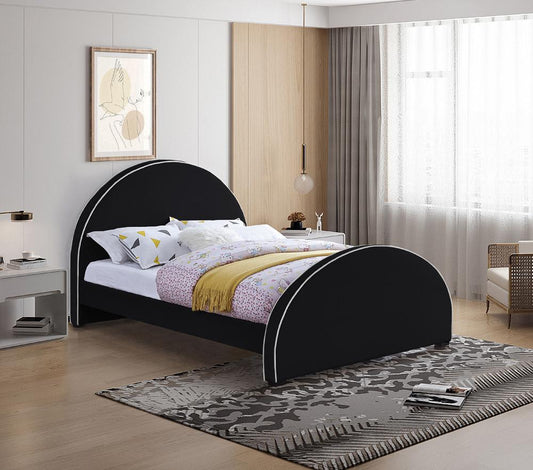 Meridian Furniture - Brody Black Velvet Queen Bed - BrodyBlack-Q veiw 2