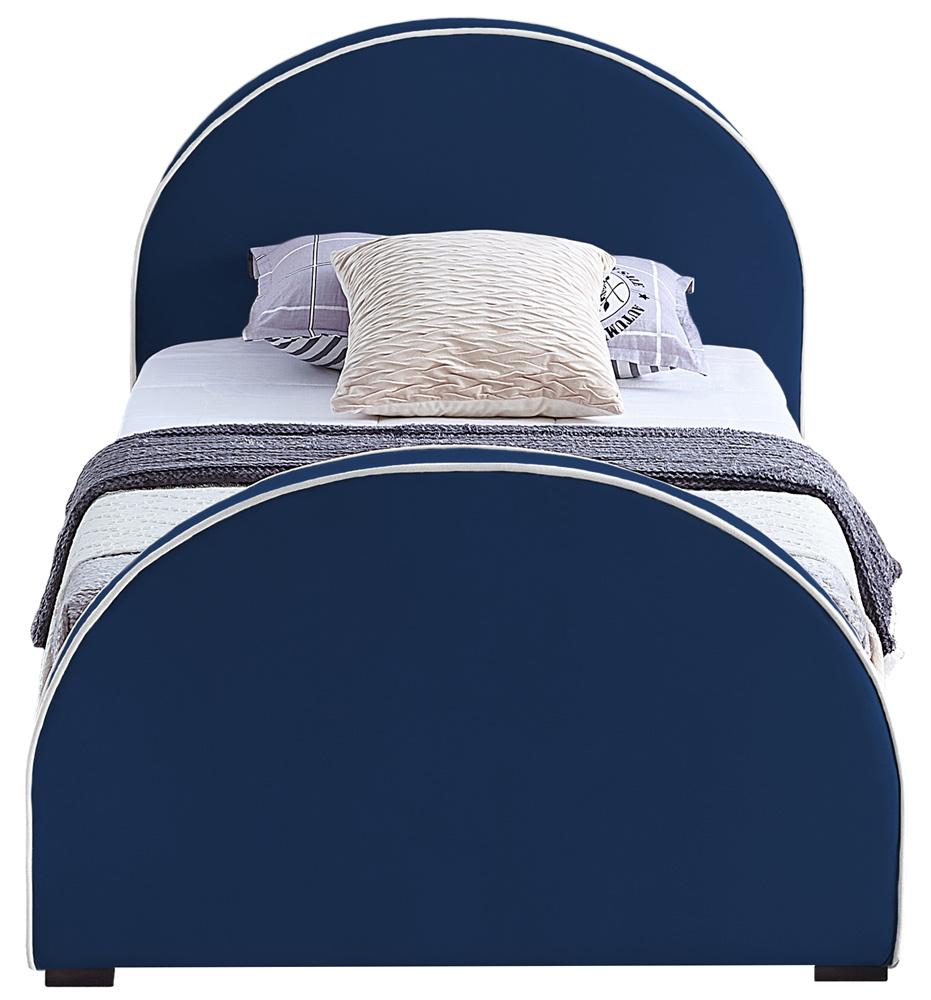 Meridian Furniture - Brody Navy Velvet Twin Bed - BrodyNavy-T veiw 3