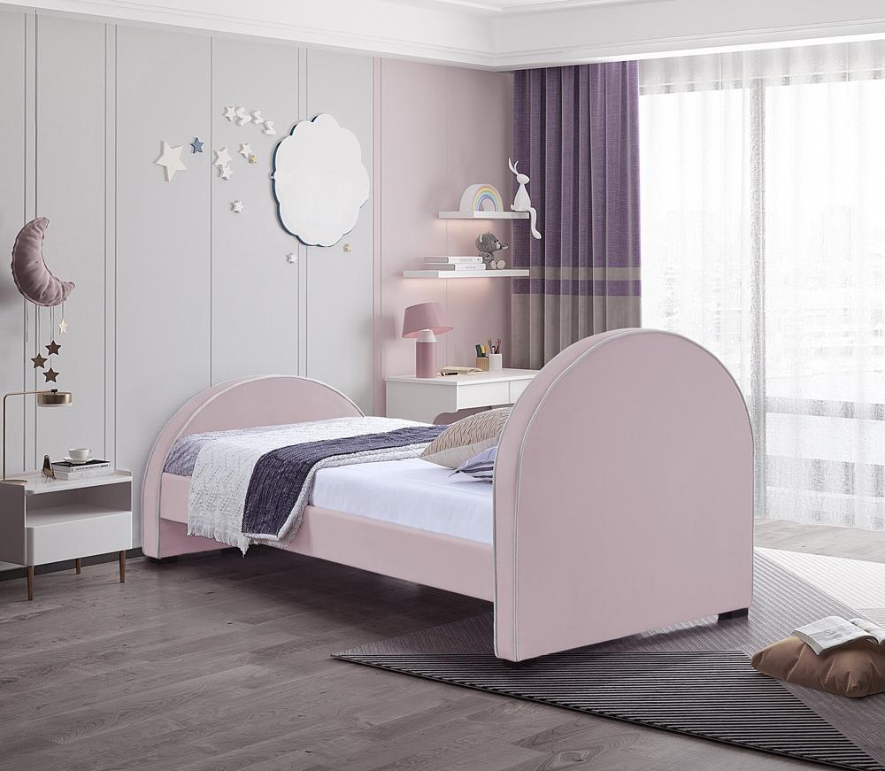 Meridian Furniture - Brody Pink Velvet Twin Bed - BrodyPink-T veiw 6
