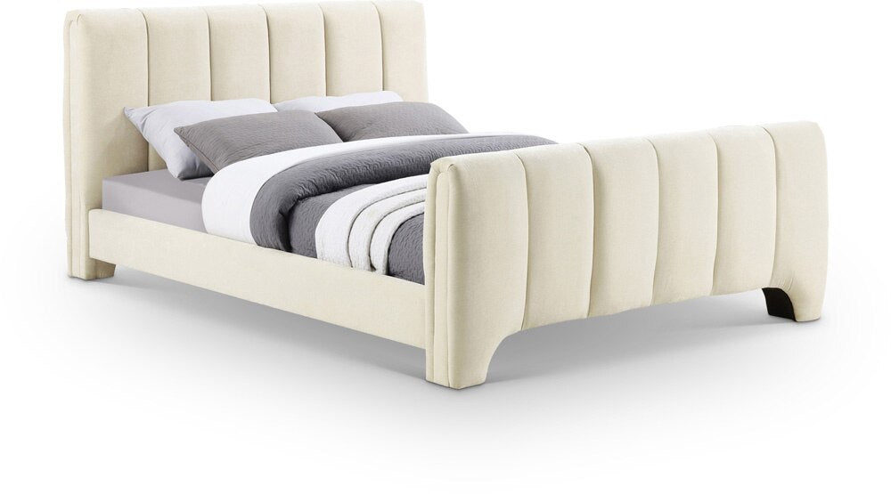 Meridian Furniture - Camila Beige Chenille Fabric Queen Bed - CamilaBeige-Q veiw 1