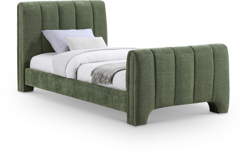 Meridian Furniture - Camila Green Chenille Fabric Twin Bed - CamilaGreen-T veiw 1