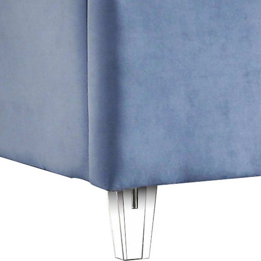 Meridian Furniture - Candace Sky Blue Velvet Twin Bed - CandaceSkyBlu-T veiw 3