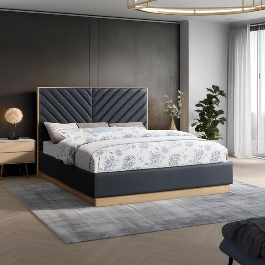 Meridian Furniture - Casa Black Vegan Leather Queen Bed - CasaBlack-Q veiw 2