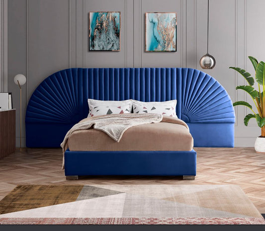 Meridian Furniture - Cleo Navy Velvet King Bed - CleoNavy-K veiw 2