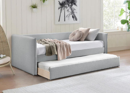 Meridian Furniture - Colton Grey Linen Textured Fabric Twin Daybed - ColtonGrey-T veiw 2