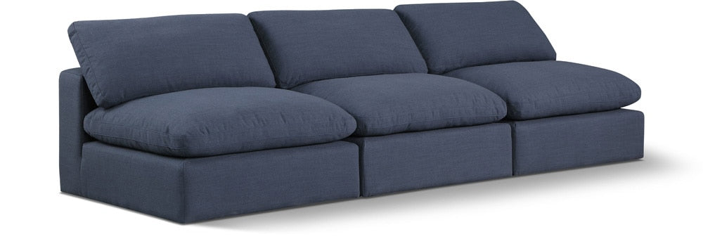 Meridian Furniture - Comfy Navy Linen Textured Fabric Modular Sofa - 3Pc - 187Navy-S117 veiw 1