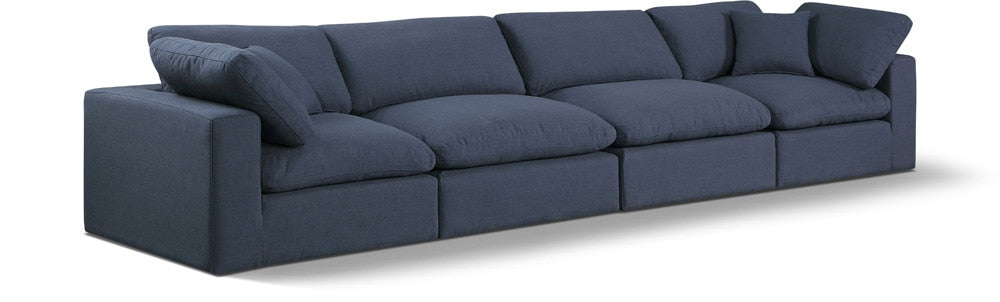 Meridian Furniture - Comfy Navy Linen Textured Fabric Modular Sofa - 4Pc - 187Navy-S158 veiw 1
