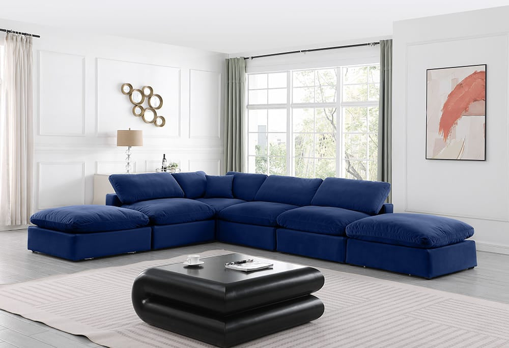Meridian Furniture - Comfy Navy Velvet Modular Sectional - 6Pc - 189Navy-Sec6E view 7