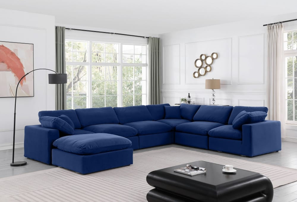 Meridian Furniture - Comfy Navy Velvet Modular Sectional - 7Pc - 189Navy-Sec7A view 7