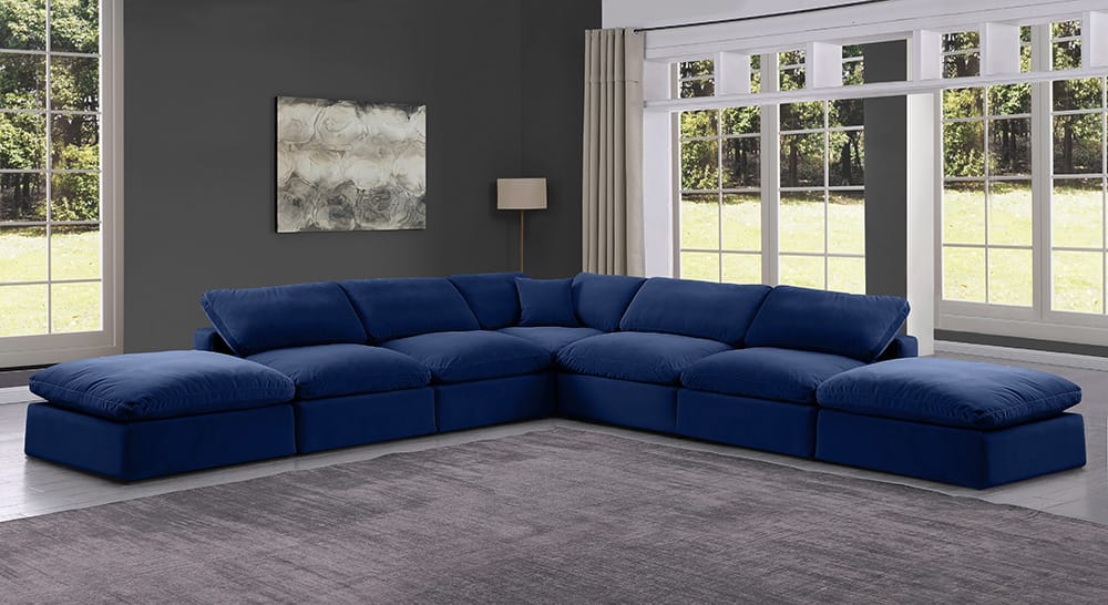 Meridian Furniture - Comfy Navy Velvet Modular Sectional - 7Pc - 189Navy-Sec7C view 8