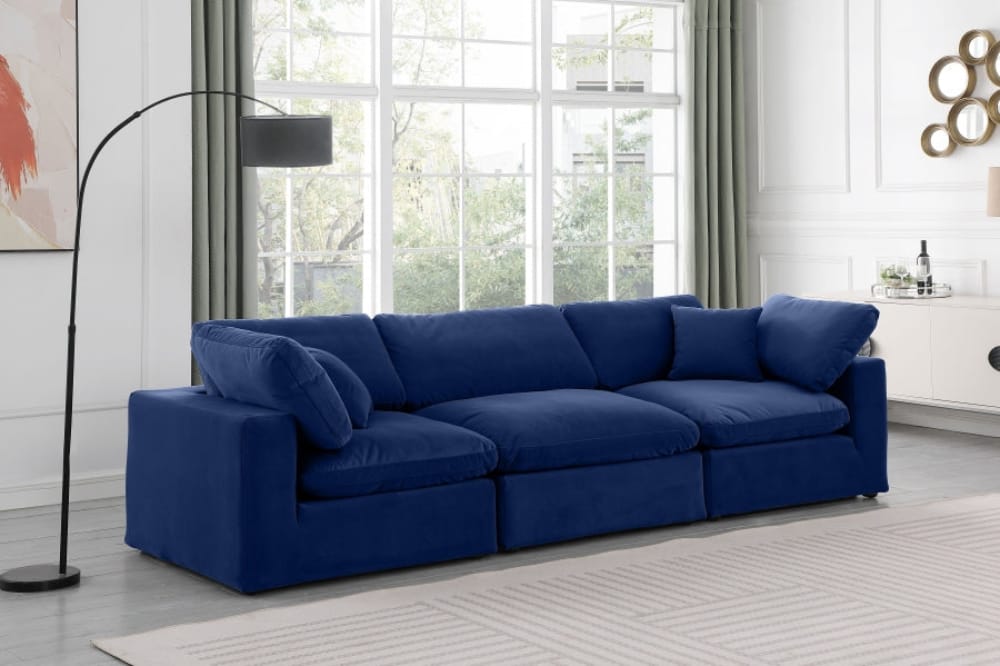 Meridian Furniture - Comfy Navy Velvet Modular Sofa - 3Pc - 189Navy-S119 view 7