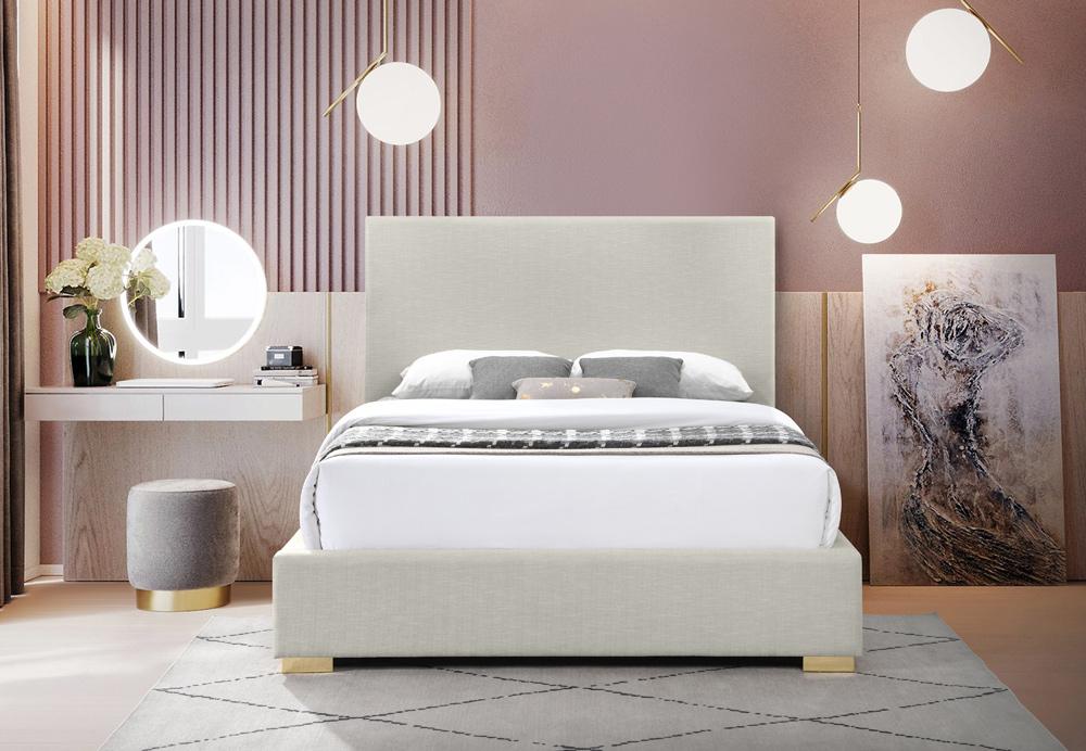 Meridian Furniture - Crosby Beige Linen Textured Fabric Queen Bed - CrosbyBeige-Q veiw 7