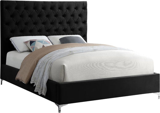 Meridian Furniture - Cruz Black Velvet Full Bed - CruzBlack-F veiw 2