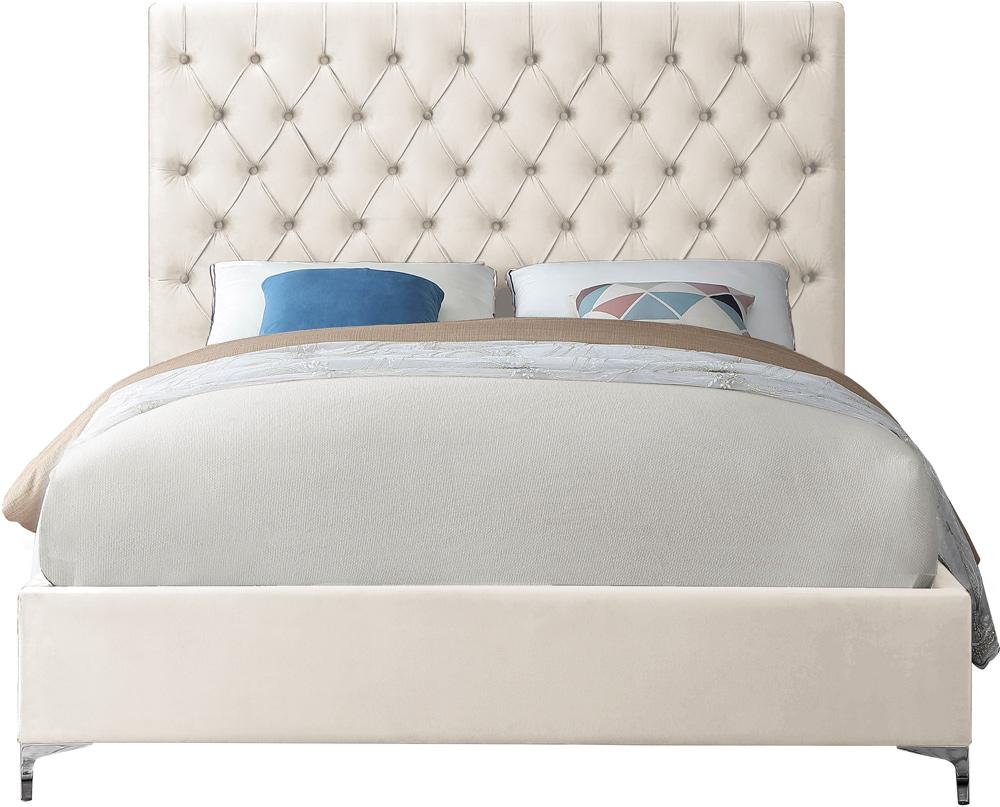 Meridian Furniture - Cruz Cream Velvet Full Bed - CruzCream-F veiw 5