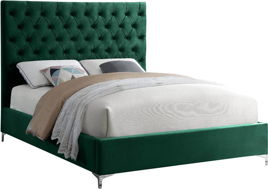Meridian Furniture - Cruz Green Velvet Queen Bed - CruzGreen-Q veiw 2