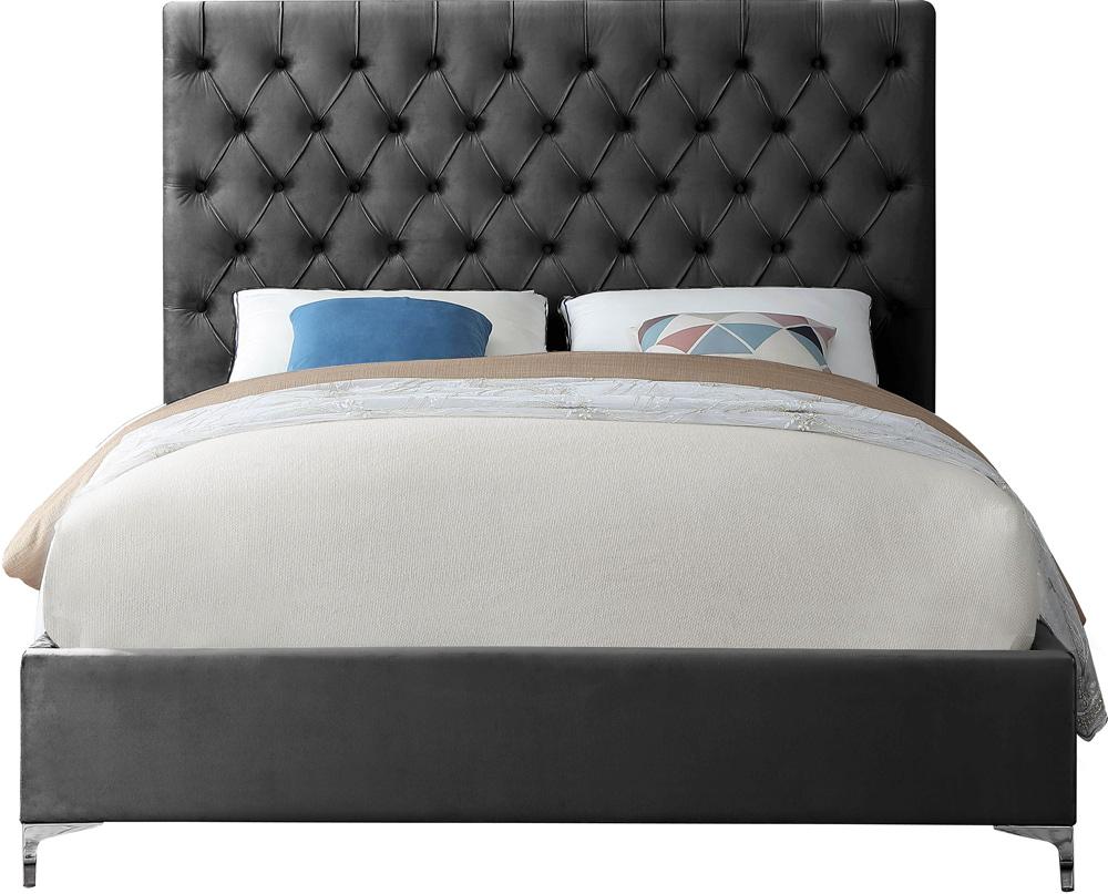 Meridian Furniture - Cruz Grey Velvet King Bed - CruzGrey-K veiw 5