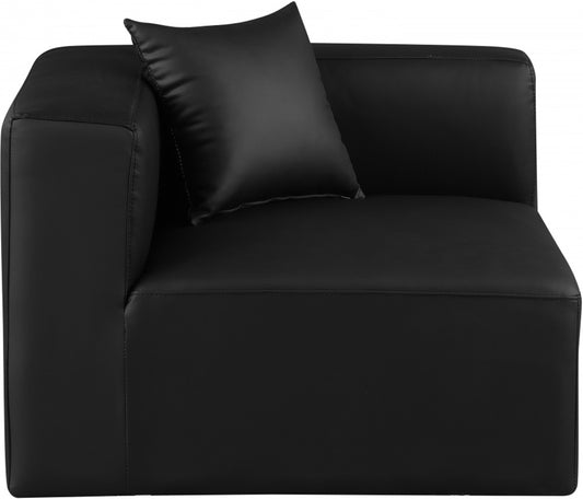 Meridian Furniture - Cube Black Vegan Leather Corner Chair - 668Black-Corner view 2