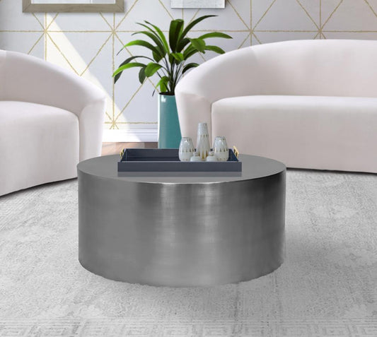 Meridian Furniture - Cylinder Brushed Chrome Coffee Table - 297-CT veiw 2