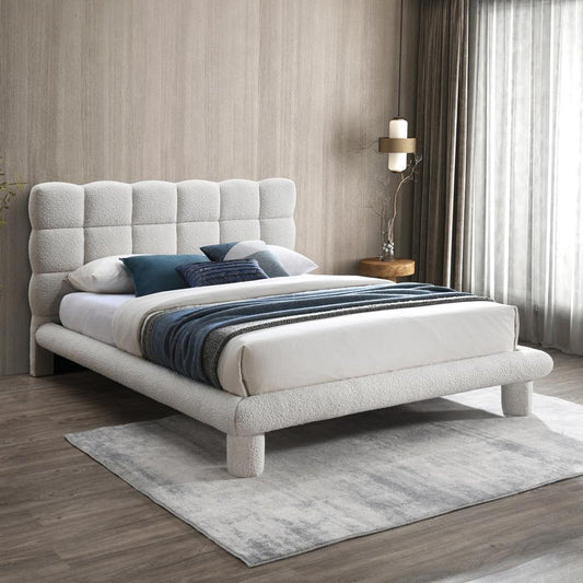 Meridian Furniture - Deco Cream Boucle Fabric King Bed - DecoCream-K veiw 2