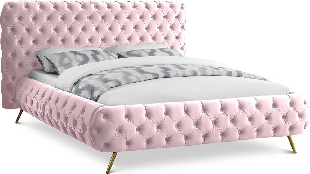 Meridian Furniture - Delano Pink Velvet King Bed - DelanoPink-K veiw 1