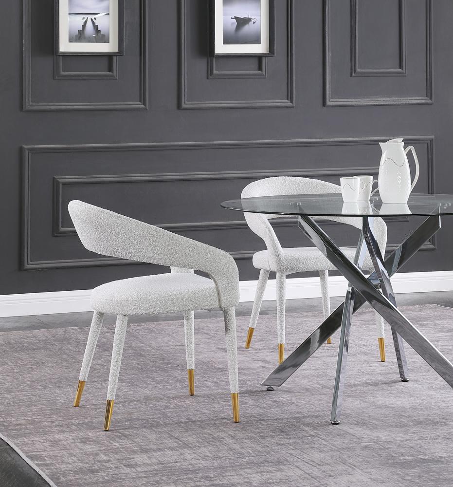 Meridian Furniture - Destiny Cream Boucle Fabric Dining Chair - 539Cream-C veiw 7