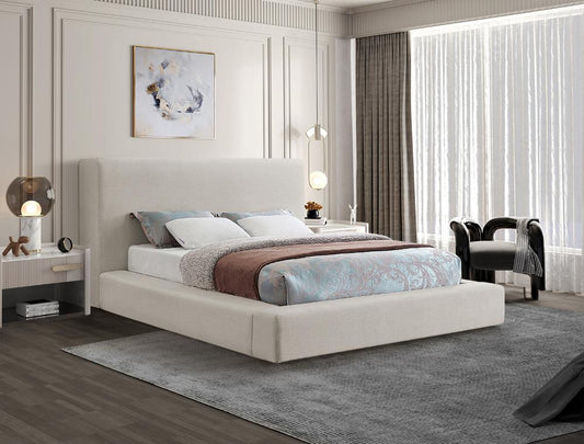 Meridian Furniture - Devin Beige Linen Textured Fabric Queen Bed - DevinBeige-Q veiw 2