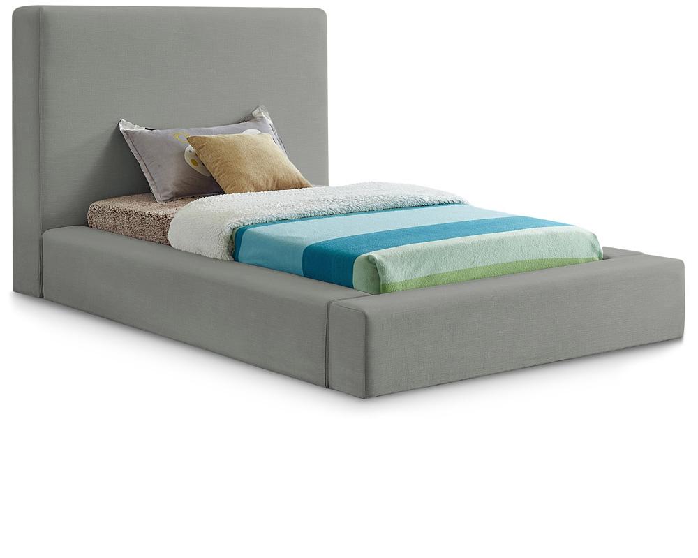 Meridian Furniture - Devin Grey Linen Textured Fabric Twin Bed - Devin ...