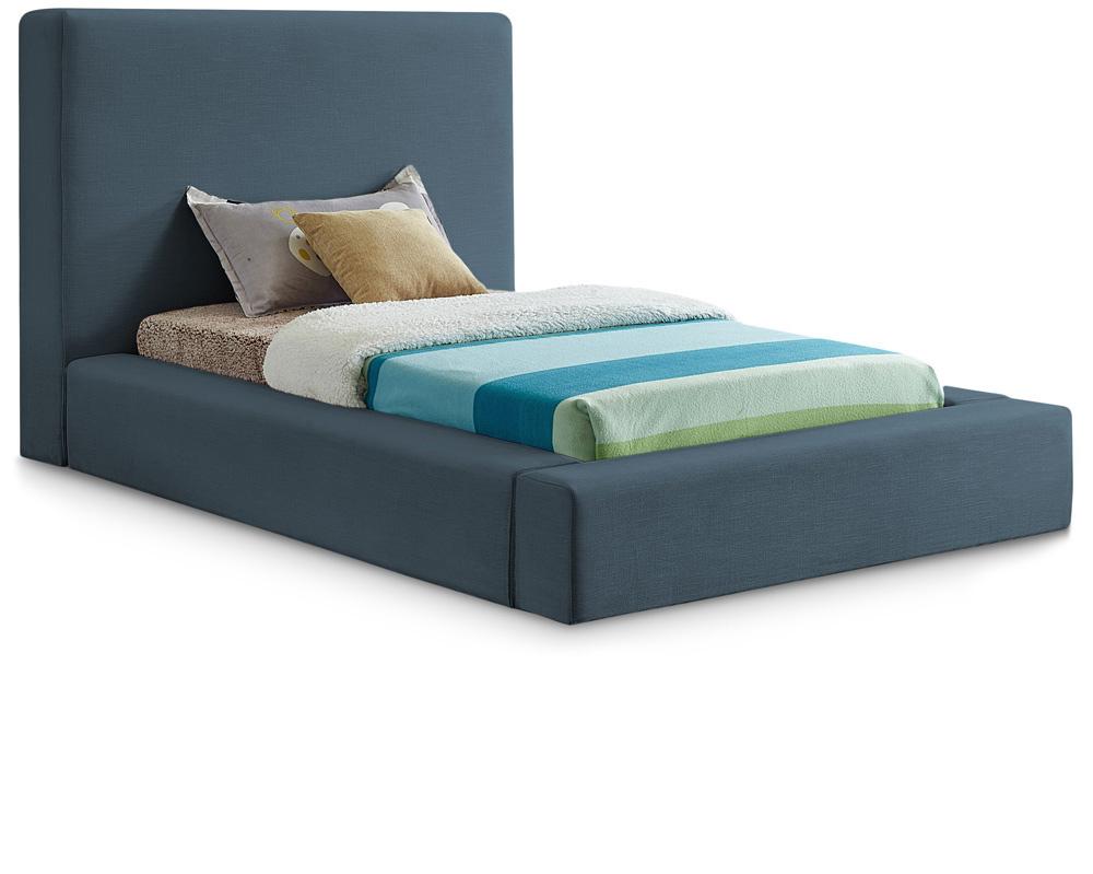 Meridian Furniture - Devin Navy Linen Textured Fabric Twin Bed - Devin ...