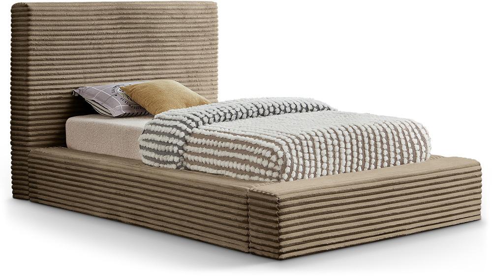 Meridian Furniture - Dexter Taupe Corduroy Fabric Twin Bed - DexterTaupe-T veiw 1