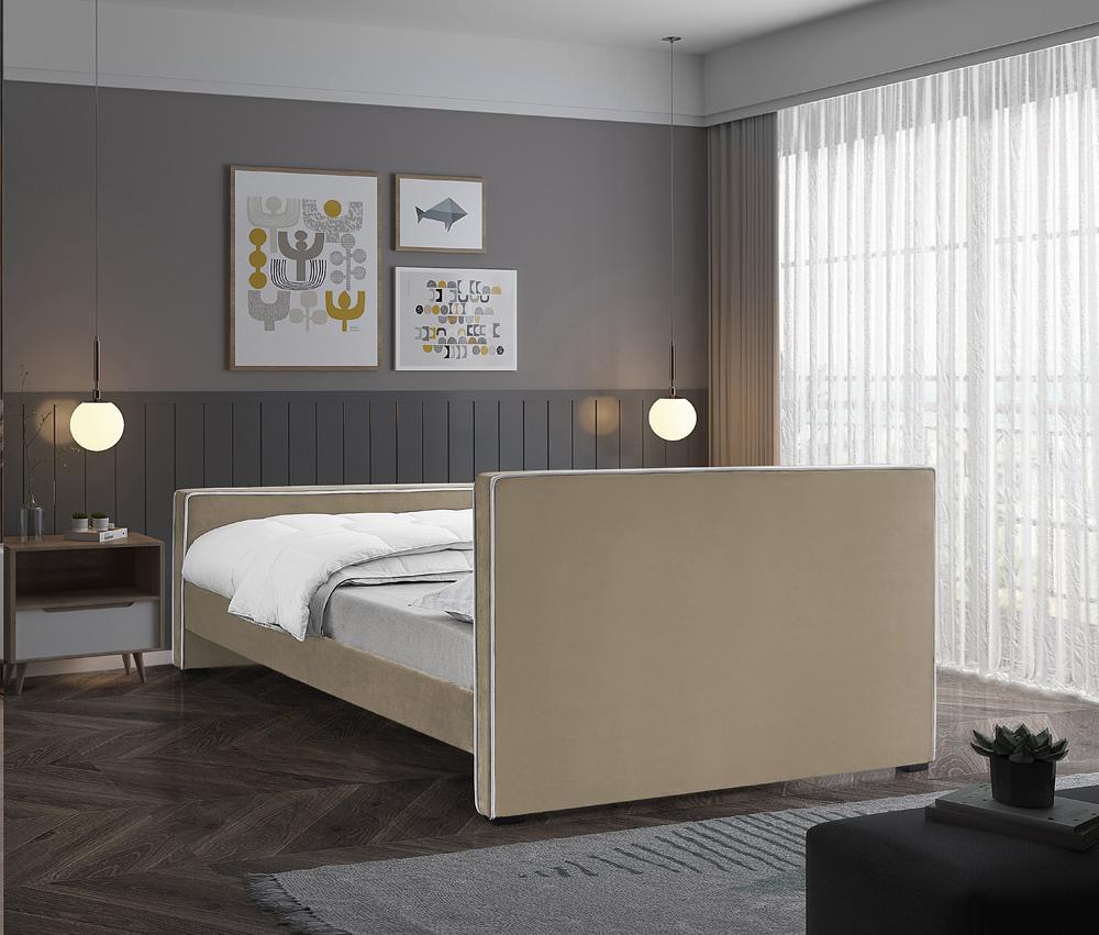 Meridian Furniture - Dillard Beige Velvet Queen Bed - DillardBeige-Q veiw 6